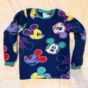 Disney World Mickey Mouse Sherpa Fleece Multicolor Sweatshirt Kids XL Women XS